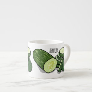 Cucumber cartoon illustration  espresso cup
