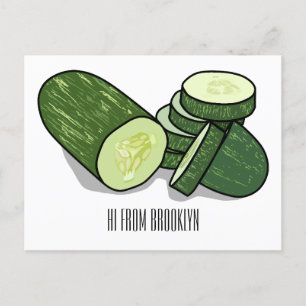Cucumber cartoon illustration  postcard