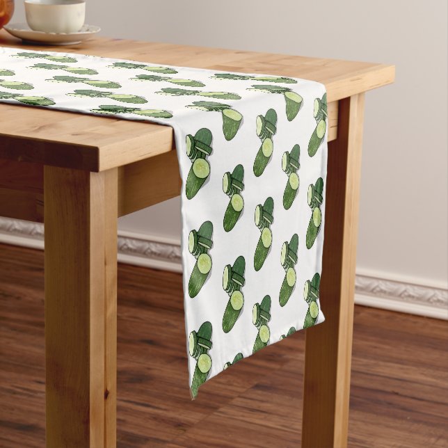 Cucumber cartoon illustration  short table runner (In Situ)