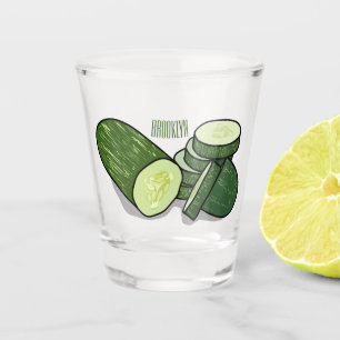 Cucumber cartoon illustration shot glass