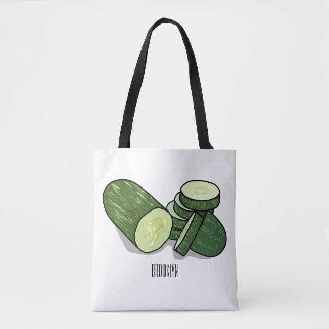 Cucumber cartoon illustration  tote bag (Front)