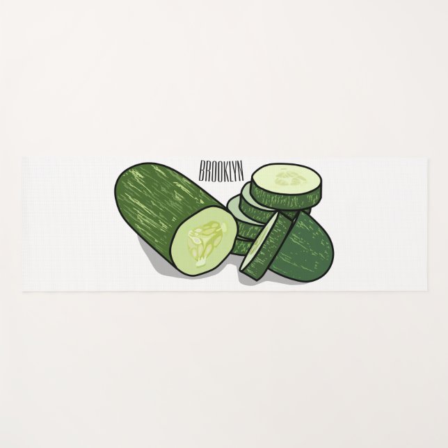 Cucumber cartoon illustration  yoga mat (Front (Horizontal))