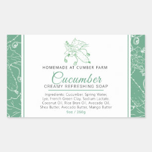Cucumber cold pressed soap green white rectangular sticker