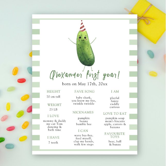 Cucumber First Birthday Milestone Birthday Poster (Creator Uploaded)