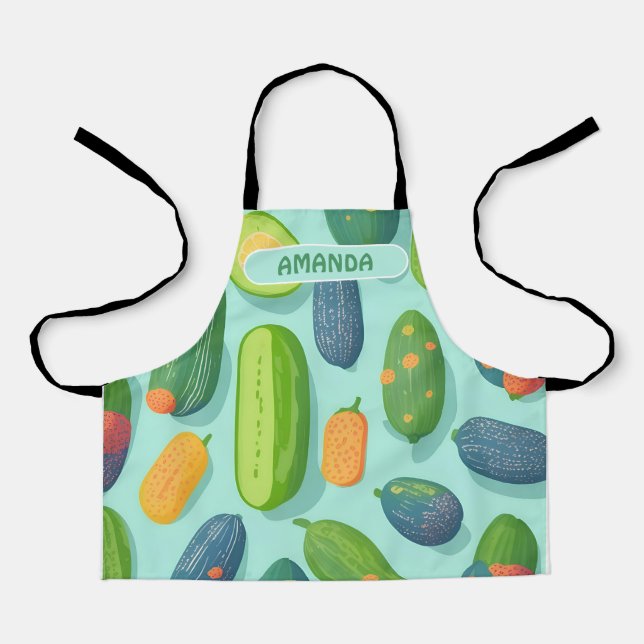 Cucumber Geometric Colourful Personalised Pattern Apron (Front)