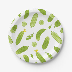 cucumber pickle vegetable vegan vegetarian paper plate