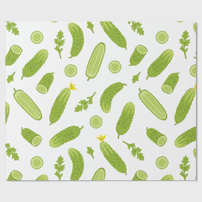 cucumber pickle vegetable vegan vegetarian wrapping paper (Flat)