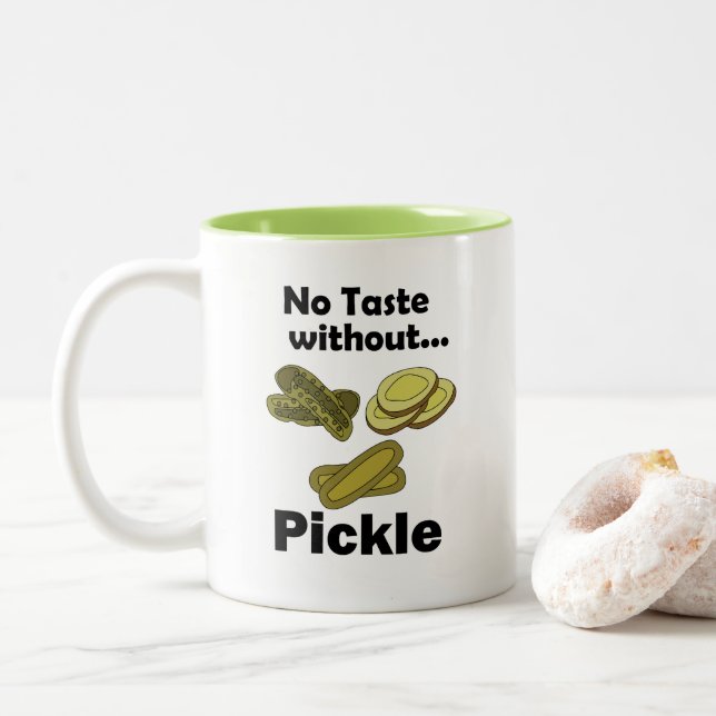 Cucumber Pickles No Taste Without Pickle  Two-Tone Coffee Mug (With Donut)