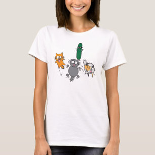 Cucumber Scaring Cats - Cat versus Cucumber T-Shirt