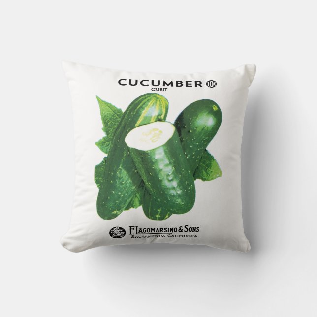 Cucumber Seed Packet Label Cushion (Front)