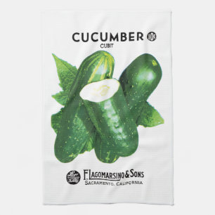 Cucumber Seed Packet Label Tea Towel