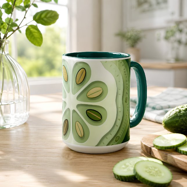 Cucumber Slice  Coffee Mug (Fresh Cucumber Slice Summer Mug)