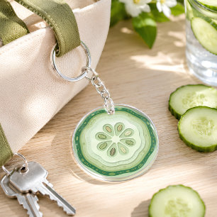 Cucumber Slice Key Ring