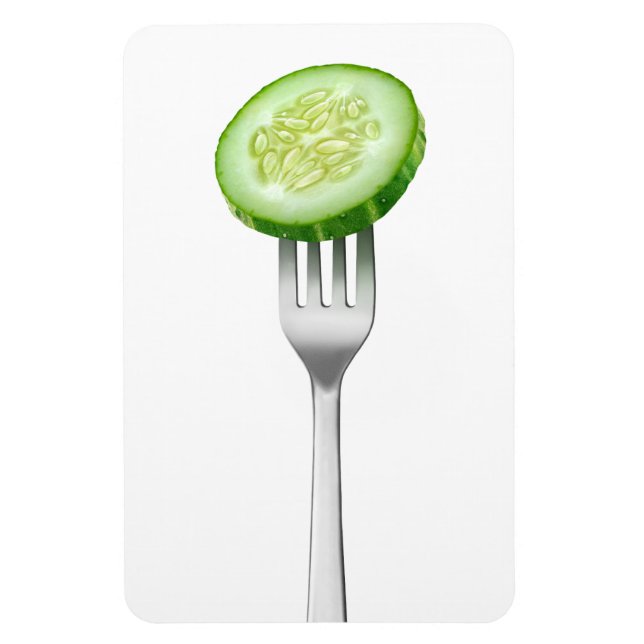 Cucumber slice on a fork magnet (Vertical)
