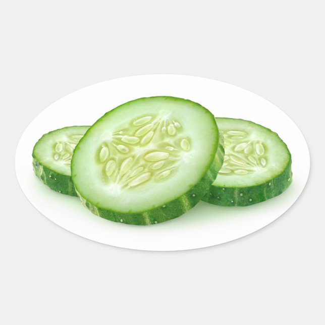 Cucumber slices oval sticker (Front)