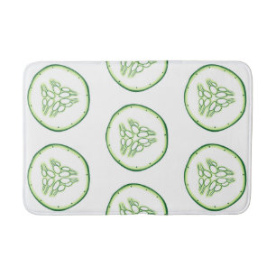 Cucumber slices pattern bath mat