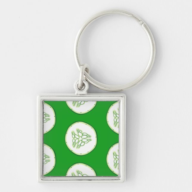 Cucumber slices pattern key ring (Front)