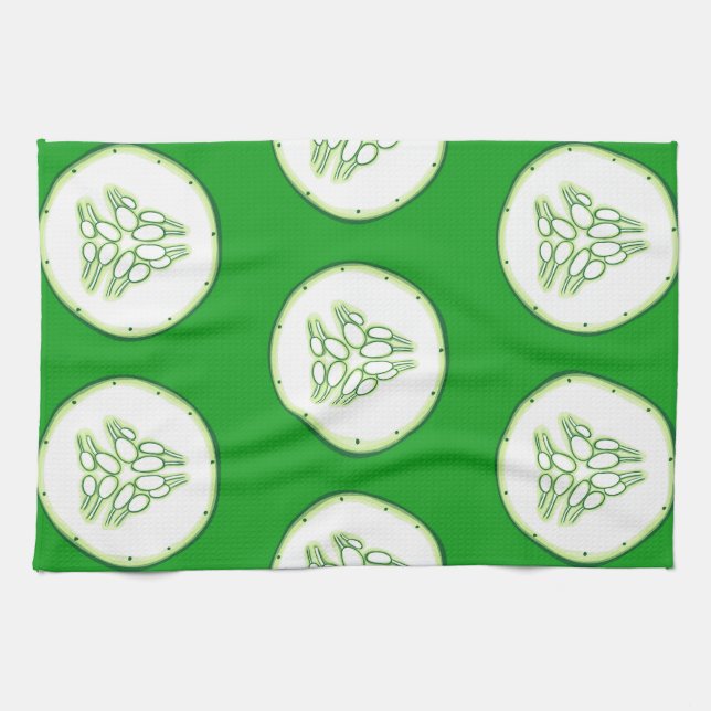 Cucumber slices pattern tea towel (Horizontal)