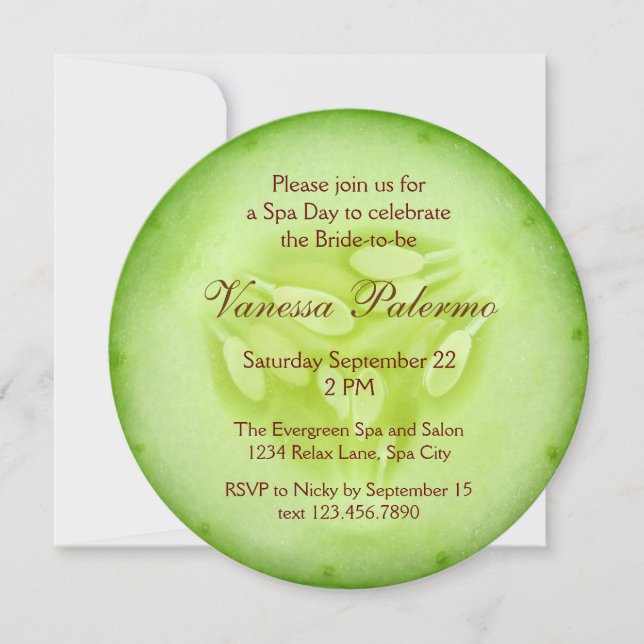 Cucumber Spa Bridal Shower Invitation (Front)