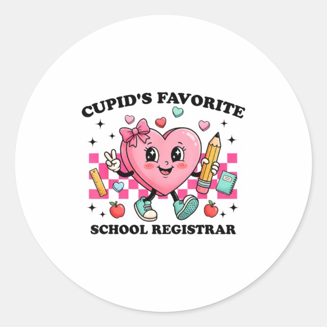 Cud’s Favorite School Registrar Valentines Funny C Classic Round Sticker (Front)