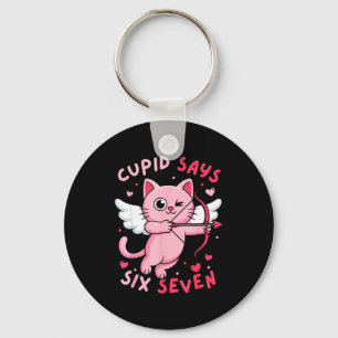 Cud Says 67 Six Seven Meme Cute Cat Valentine's Da Key Ring
