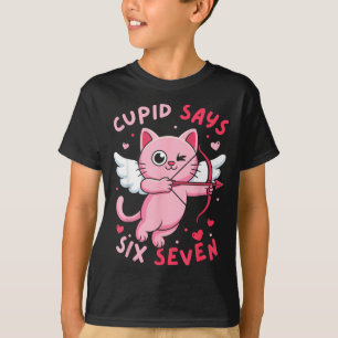 Cud Says 67 Six Seven Meme Cute Cat Valentine's Da T-Shirt