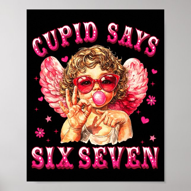 Cud Says Six Seven Funny 6-7 Meme Hand Valentines  Poster (Front)