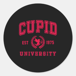 Cud University Cute Cherub Valentines Day Crest Classic Round Sticker