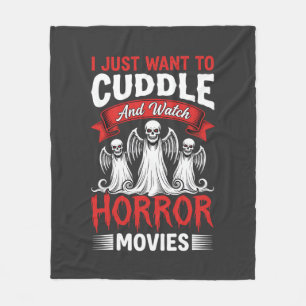 Cuddle and Watch Horror Movies Skeleton Halloween Fleece Blanket