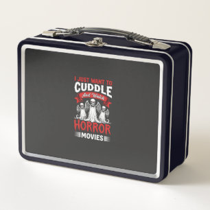 Cuddle and Watch Horror Movies Skeleton Halloween Metal Lunch Box