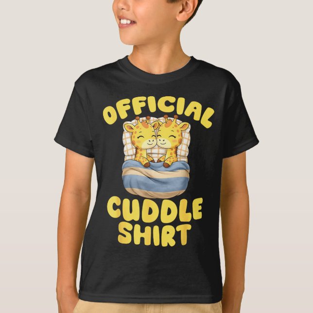 Cuddle Cute Giraffes Couple Valentine's Day  T-Shirt (Front)