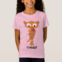 cuddle? Cute Orange Cartoon Cat with Sock Monkey