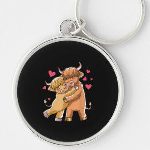 Cuddle Highland Cattle Scottish Cow Farmers Gift Key Ring