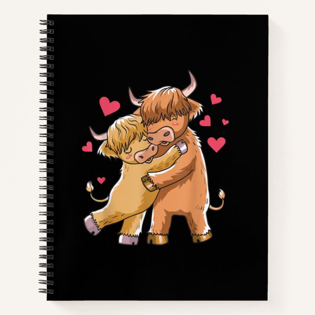 Cuddle Highland Cattle Scottish Cow Farmers Gift Notebook (Front)