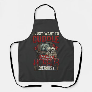 Cuddle Horror Movies Halloween Skulls Retro Tv Mon Apron