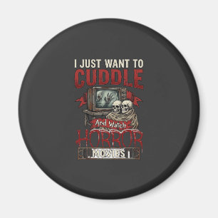 Cuddle Horror Movies Halloween Skulls Retro Tv Mon Magnet