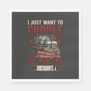 Cuddle Horror Movies Halloween Skulls Retro Tv Mon Napkin
