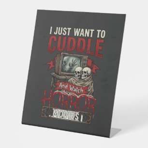 Cuddle Horror Movies Halloween Skulls Retro Tv Mon Pedestal Sign