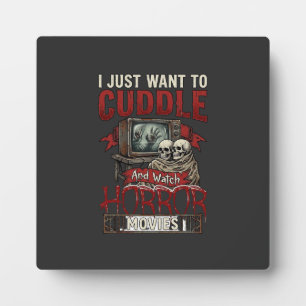 Cuddle Horror Movies Halloween Skulls Retro Tv Mon Plaque