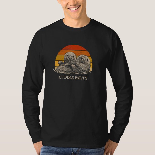 Cuddle Party Otter  Family Sea Animal Relatives Bi T-Shirt (Front)