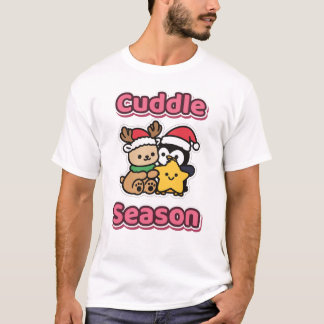 Cuddle Season Cute Reindeer and Penguin Hug T-Shirt