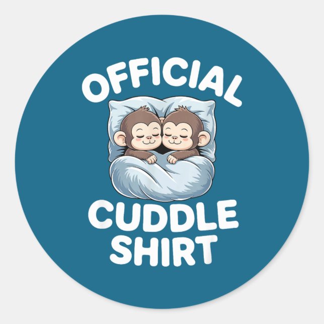 Cuddle Shirt Cute Sleepy Monkey Couple  Classic Round Sticker (Front)