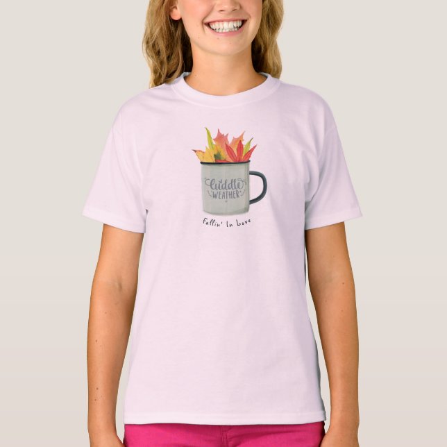 Cuddle Weather Watercolor Fall Leaves Autumn  T-Shirt (Front)
