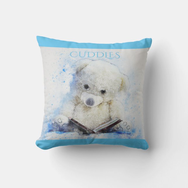 'Cuddles" bear throw pillow. Cushion (Front)