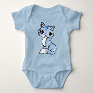 Cuddles blue kitty baby bodysuit