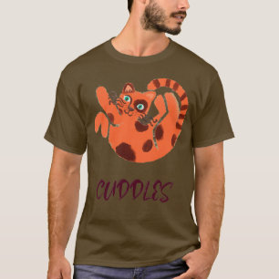 Cuddles Curling Cat Design T-Shirt