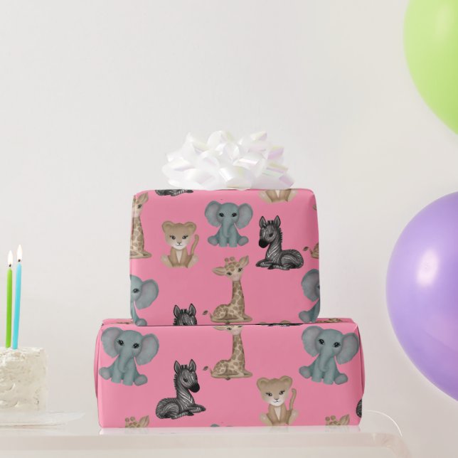 Cuddles on Flamingo Pink Wrapping Paper (Party Gifts)