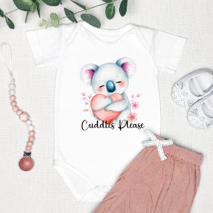 "Cuddles Please" Adorable Koala Bear  Baby Bodysuit