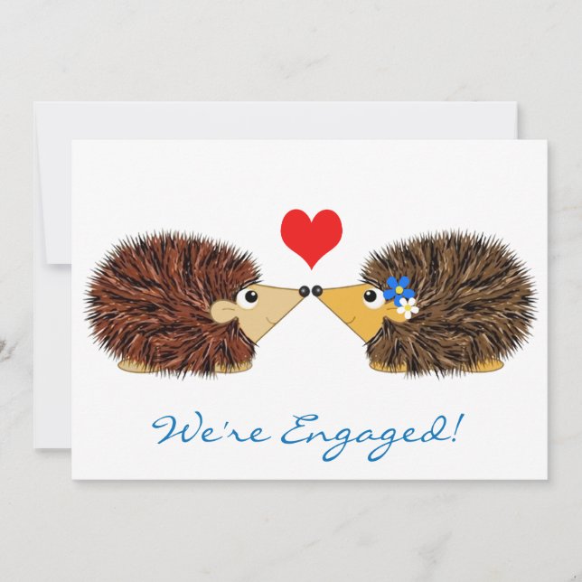 Cuddley Hedgehogs We're Engaged Announcement (Front)