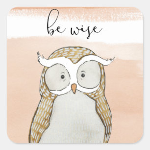 Cuddlies Owl Be Wise Square Sticker